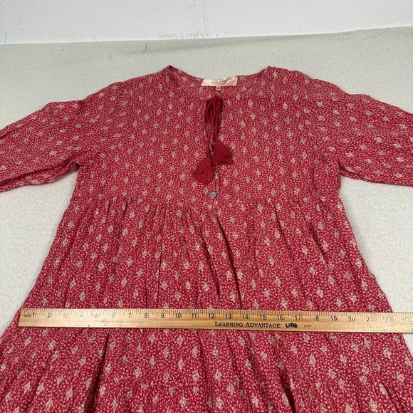 NWT Scandal Italy Ordell Tiered Ruffle Mini Dress Womens Medium Floral Boho Pink - Picture 10 of 16